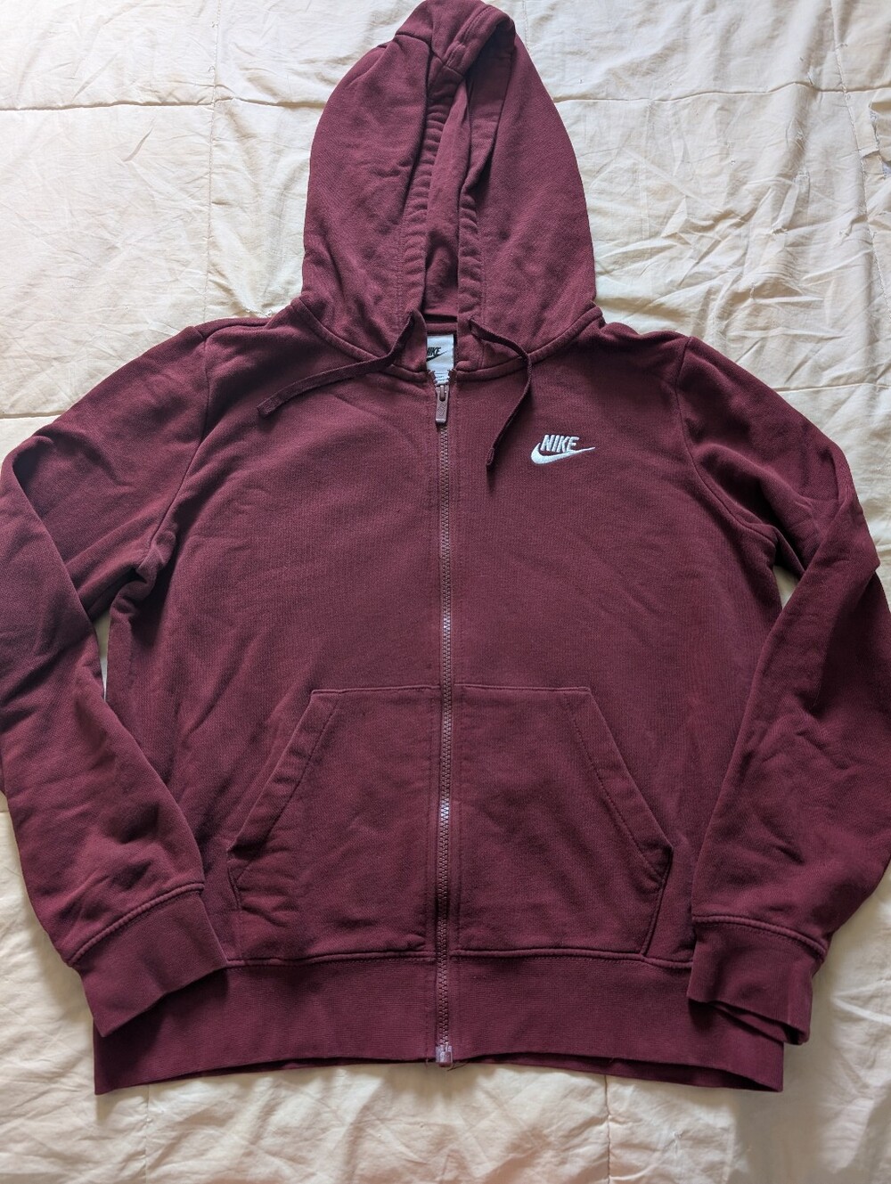 Nike Burgundy Full-Zip Hoodie with White Logo